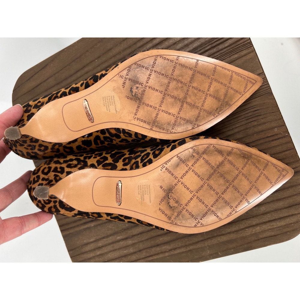 Vionic Josie Leopard Print Calf Hair Kitten Heel Pumps Brown Black Size 9.5 - Picture 6 of 7